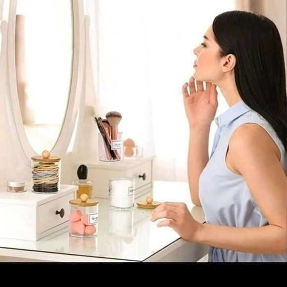 3 pc. Wooden Lid Storage Cup Set NWT - Picture 2 of 8